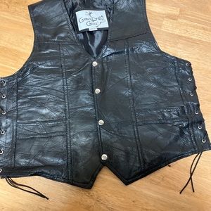 CARIBOU CREEK Lined Leather Vest w/ Lace-Up Sides size M